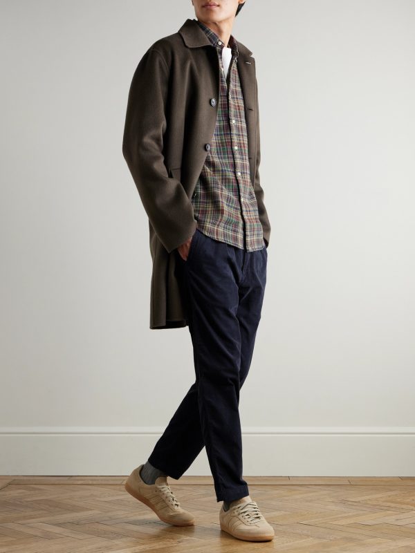 Button-Down Collar Logo-Embroidered Checked Cotton Shirt - OU Button-Down Collar Logo-Embroidered Checked Cotton Shirt - OU