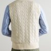 Logo-Embroidered Cable-Knit Cotton Vest - BK