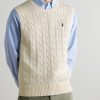 Logo-Embroidered Cable-Knit Cotton Vest - FR