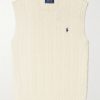 Logo-Embroidered Cable-Knit Cotton Vest
