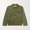Panelled Distressed Embroidered Cotton Overshirt Panelled Distressed Embroidered Cotton Overshirt