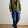 Panelled Distressed Embroidered Cotton Overshirt - OU Panelled Distressed Embroidered Cotton Overshirt - OU
