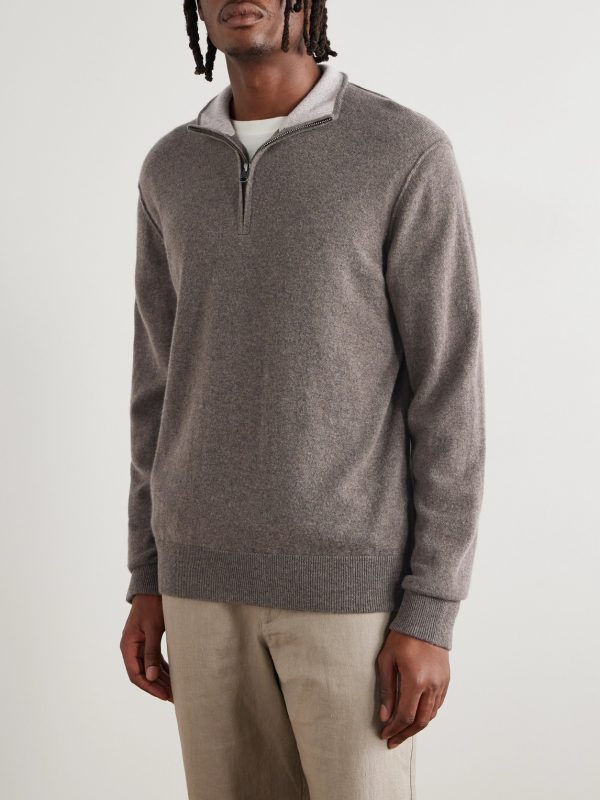 Wool and Cashmere-Blend Half-Zip Sweater - FR