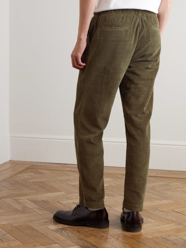 Joggy Straight-Leg Cotton-Corduroy Drawstring Trousers - BK