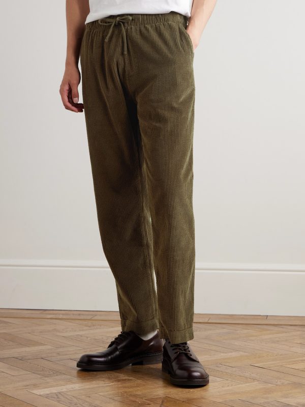 Joggy Straight-Leg Cotton-Corduroy Drawstring Trousers - FR