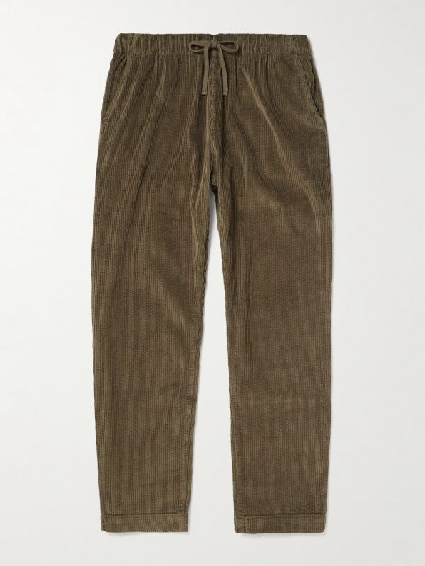Joggy Straight-Leg Cotton-Corduroy Drawstring Trousers