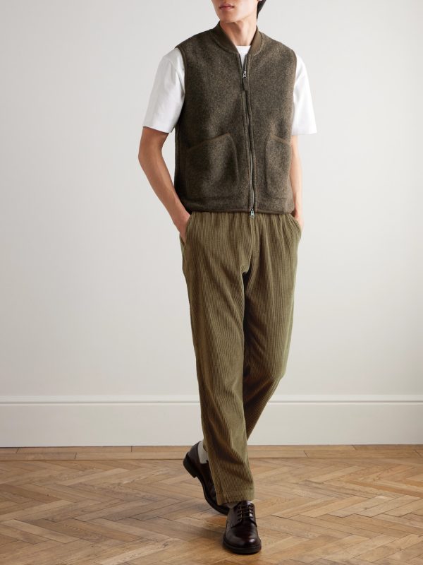Joggy Straight-Leg Cotton-Corduroy Drawstring Trousers - OU