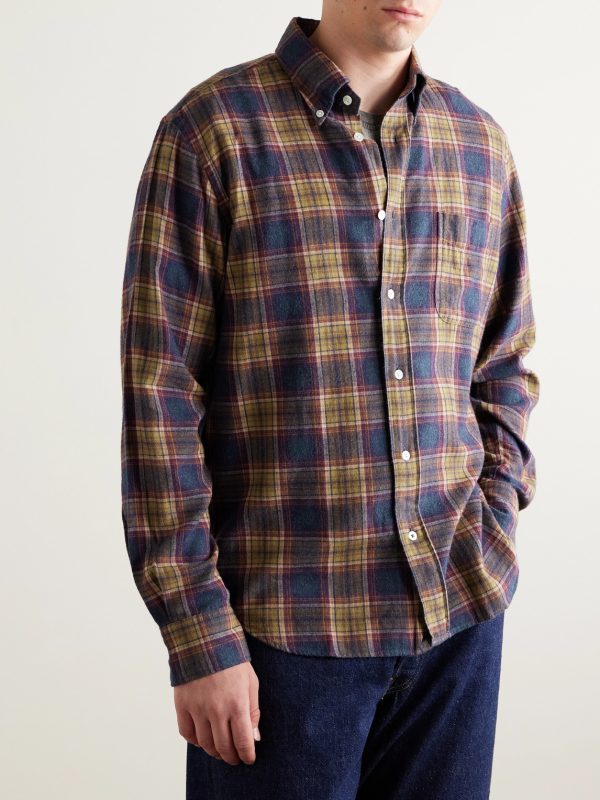 Pitt Button-Down Collar Checked Cotton-Flannel Shirt - FR Pitt Button-Down Collar Checked Cotton-Flannel Shirt - FR