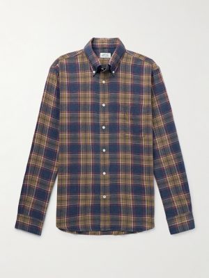 Pitt Button-Down Collar Checked Cotton-Flannel Shirt