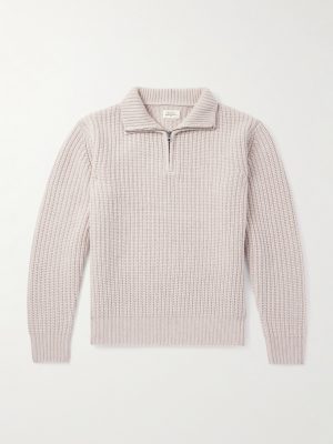 Ribbed Wool Half-Zip Sweater