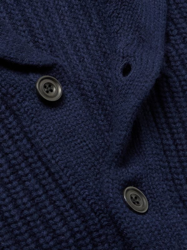 Shawl-Collar Ribbed Wool Cardigan - CU Shawl-Collar Ribbed Wool Cardigan - CU