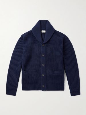 Shawl-Collar Ribbed Wool Cardigan