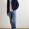Shawl-Collar Ribbed Wool Cardigan - OU Shawl-Collar Ribbed Wool Cardigan - OU