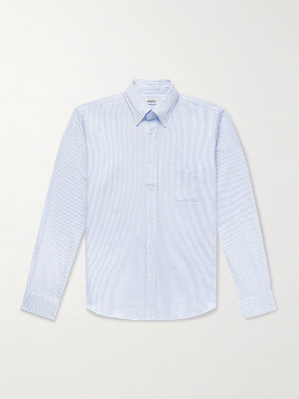 Pitt Button-Down Collar Striped Cotton Shirt