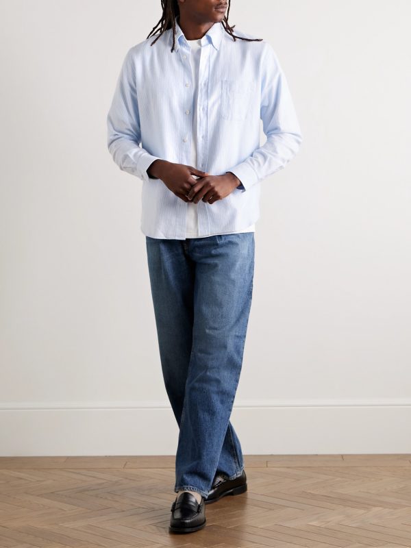 Pitt Button-Down Collar Striped Cotton Shirt - OU