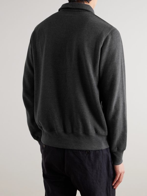 Cotton-Blend Jersey Half-Zip Sweatshirt - BK Cotton-Blend Jersey Half-Zip Sweatshirt - BK