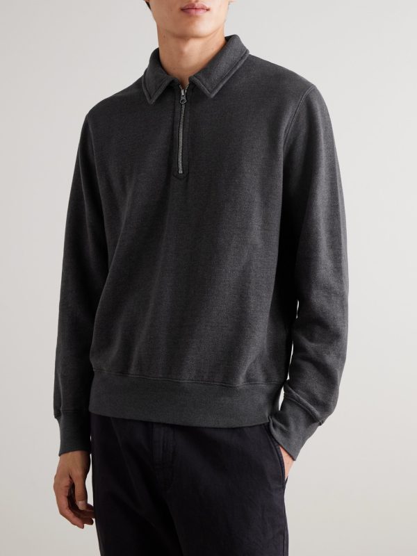 Cotton-Blend Jersey Half-Zip Sweatshirt - FR Cotton-Blend Jersey Half-Zip Sweatshirt - FR