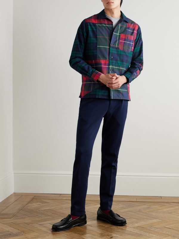 Patchwork Checked Cotton-Flannel Shirt - OU Patchwork Checked Cotton-Flannel Shirt - OU
