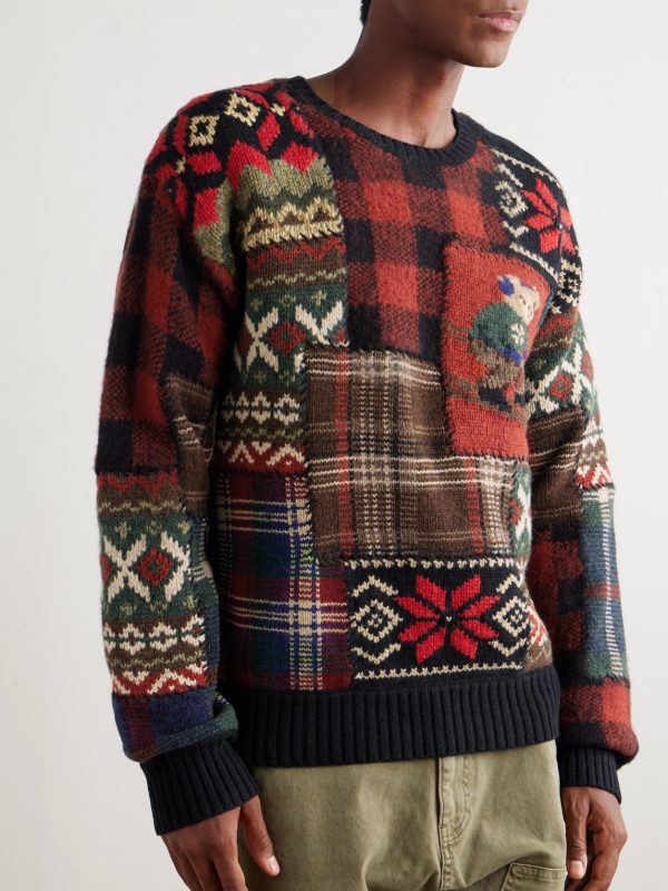 Patchwork Jacquard-Knit Wool and Cashmere-Blend Sweater - FR Patchwork Jacquard-Knit Wool and Cashmere-Blend Sweater - FR