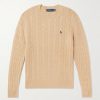 Logo-Embroidered Cable-Knit Wool and Cashmere-Blend Sweater Logo-Embroidered Cable-Knit Wool and Cashmere-Blend Sweater