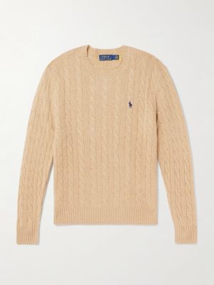 Logo-Embroidered Cable-Knit Wool and Cashmere-Blend Sweater Logo-Embroidered Cable-Knit Wool and Cashmere-Blend Sweater