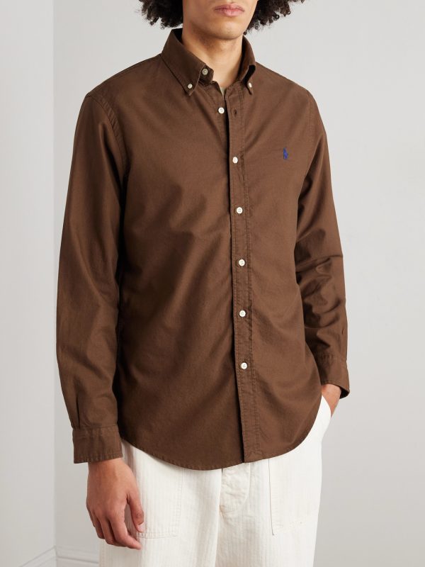 Button-Down Collar Logo-Embroidered Cotton Oxford Shirt - FR Button-Down Collar Logo-Embroidered Cotton Oxford Shirt - FR