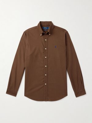 Button-Down Collar Logo-Embroidered Cotton Oxford Shirt Button-Down Collar Logo-Embroidered Cotton Oxford Shirt
