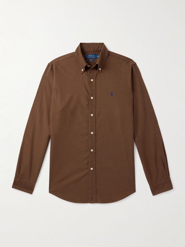 Button-Down Collar Logo-Embroidered Cotton Oxford Shirt Button-Down Collar Logo-Embroidered Cotton Oxford Shirt
