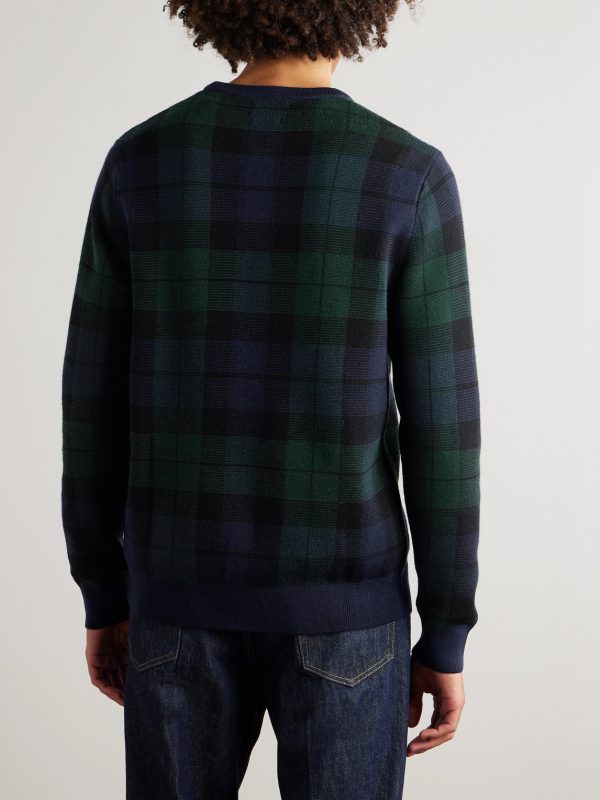 Logo-Embroidered Checked Wool Sweater - BK