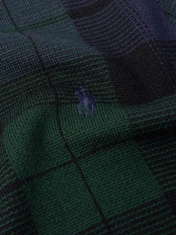 Logo-Embroidered Checked Wool Sweater - CU