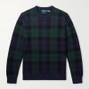 Logo-Embroidered Checked Wool Sweater