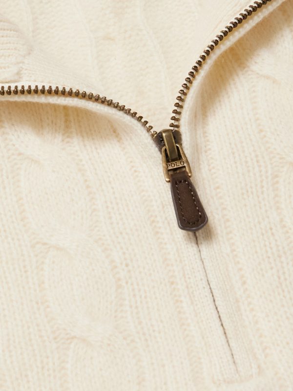 Logo-Embroidered Cable-Knit Wool and Cashmere-Blend Half-Zip Sweater - CU Logo-Embroidered Cable-Knit Wool and Cashmere-Blend Half-Zip Sweater - CU