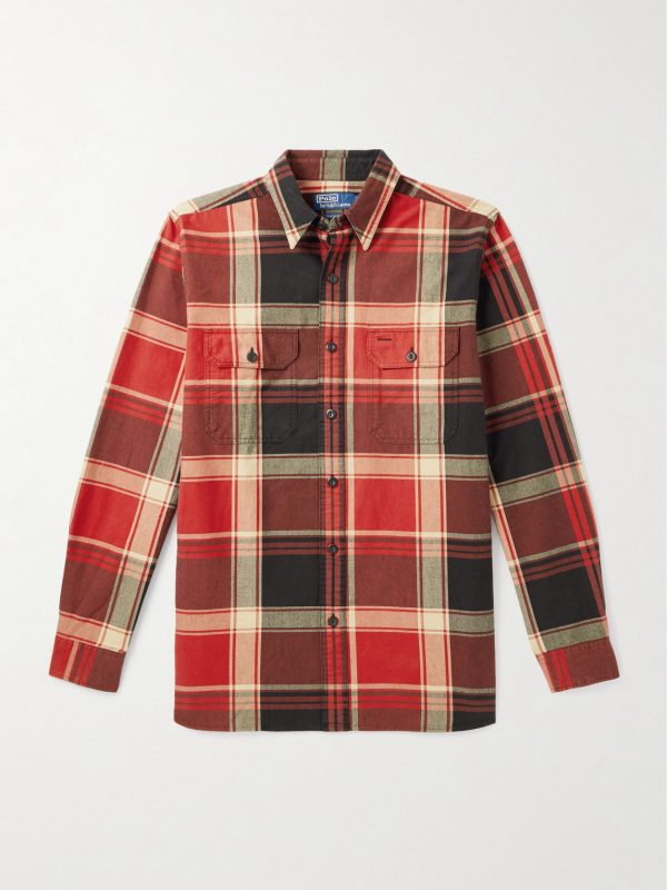Checked Brushed-Cotton Oxford Shirt