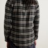 Button-Down Collar Checked Cotton-Blend Flannel Shirt - BK
