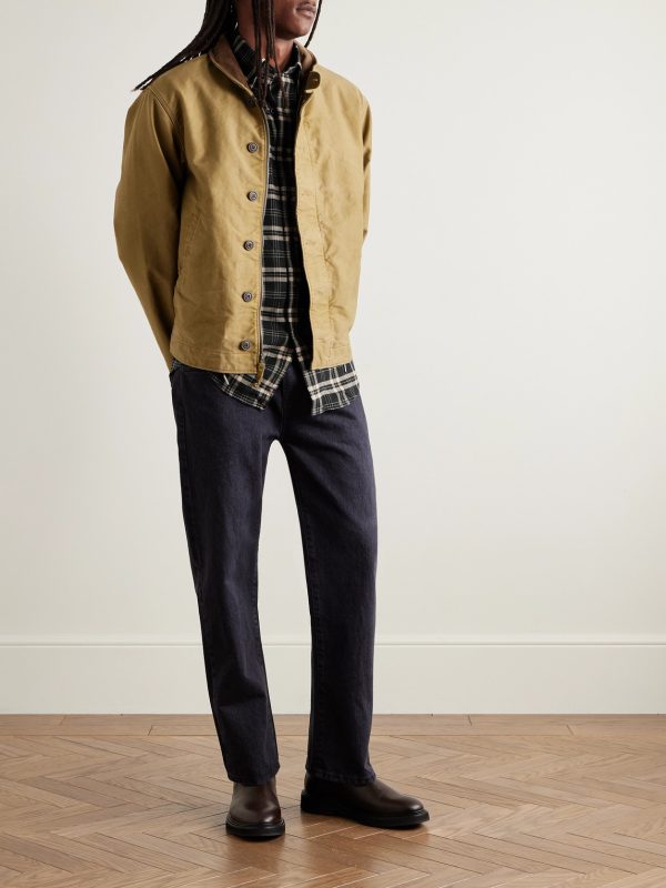 Button-Down Collar Checked Cotton-Blend Flannel Shirt - OU
