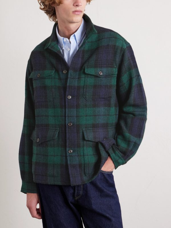 Checked Wool and Alpaca-Blend Overshirt - FR Checked Wool and Alpaca-Blend Overshirt - FR
