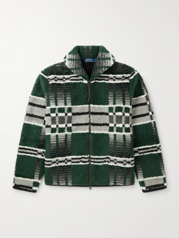 Shawl-Collar Checked Woven Zip-Up Cardigan Shawl-Collar Checked Woven Zip-Up Cardigan