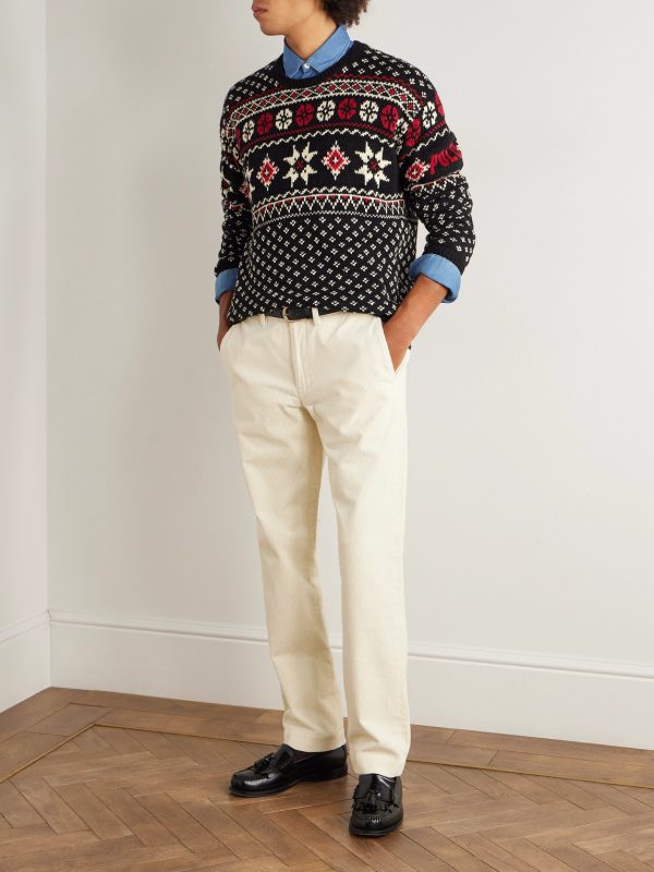 Intarsia Cotton and Cashmere-Blend Sweater - OU Intarsia Cotton and Cashmere-Blend Sweater - OU