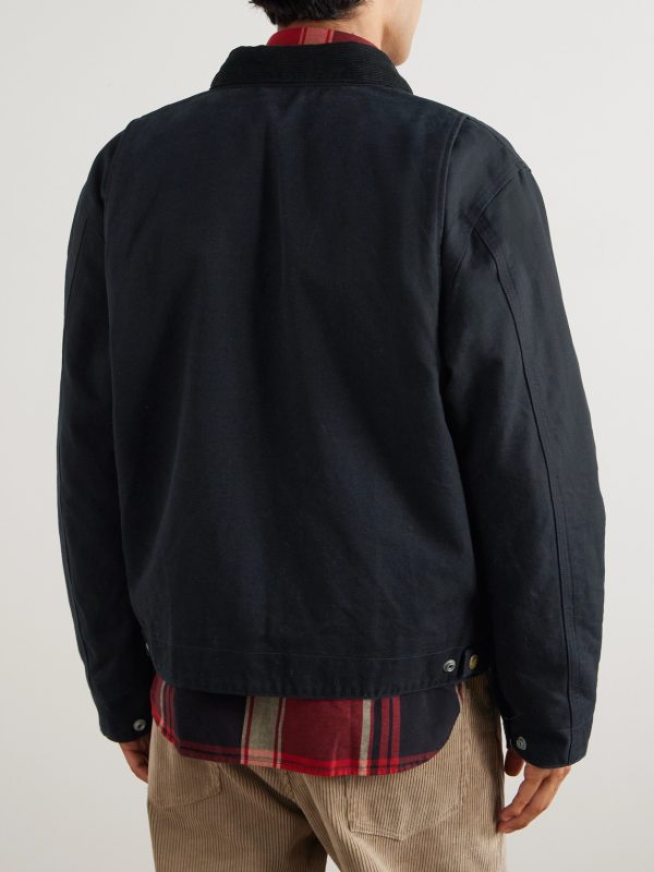 Logo-Appliquéd Corduroy-Trimmed Padded Cotton-Canvas Field Jacket - BK