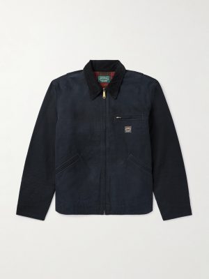 Logo-Appliquéd Corduroy-Trimmed Padded Cotton-Canvas Field Jacket Logo-Appliquéd Corduroy-Trimmed Padded Cotton-Canvas Field Jacket