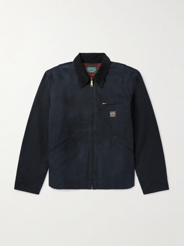 Logo-Appliquéd Corduroy-Trimmed Padded Cotton-Canvas Field Jacket