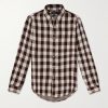 Button-Down Collar Logo-Embroidered Checked Cotton Shirt