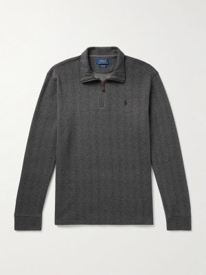 Logo-Embroidered Herringbone Cotton Half-Zip Sweatshirt Logo-Embroidered Herringbone Cotton Half-Zip Sweatshirt