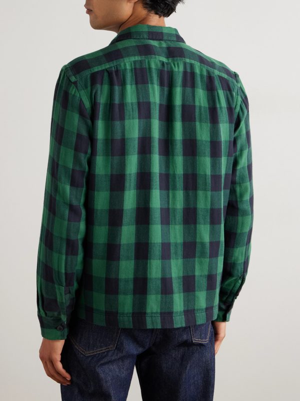 Logo-Embroidered Checked Cotton-Flannel Overshirt - BK Logo-Embroidered Checked Cotton-Flannel Overshirt - BK