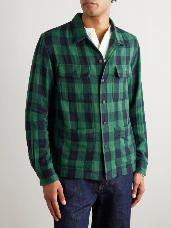 Logo-Embroidered Checked Cotton-Flannel Overshirt - FR Logo-Embroidered Checked Cotton-Flannel Overshirt - FR