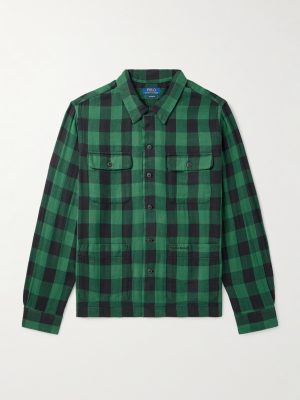 Logo-Embroidered Checked Cotton-Flannel Overshirt Logo-Embroidered Checked Cotton-Flannel Overshirt