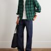 Logo-Embroidered Checked Cotton-Flannel Overshirt - OU Logo-Embroidered Checked Cotton-Flannel Overshirt - OU
