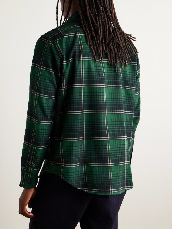 Checked Cotton-Blend Flannel Shirt - BK Checked Cotton-Blend Flannel Shirt - BK