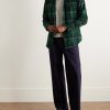 Checked Cotton-Blend Flannel Shirt - OU Checked Cotton-Blend Flannel Shirt - OU