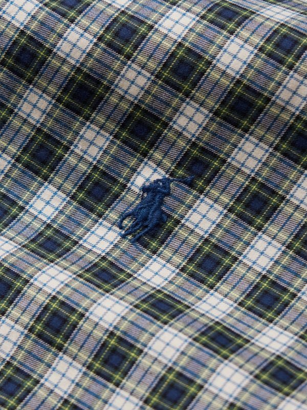 Button-Down Collar Logo-Embroidered Checked Cotton Shirt - E1 Button-Down Collar Logo-Embroidered Checked Cotton Shirt - E1